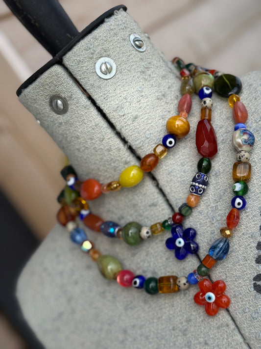 🧿 The Earthy Mama - Evil Eye Flower Necklace