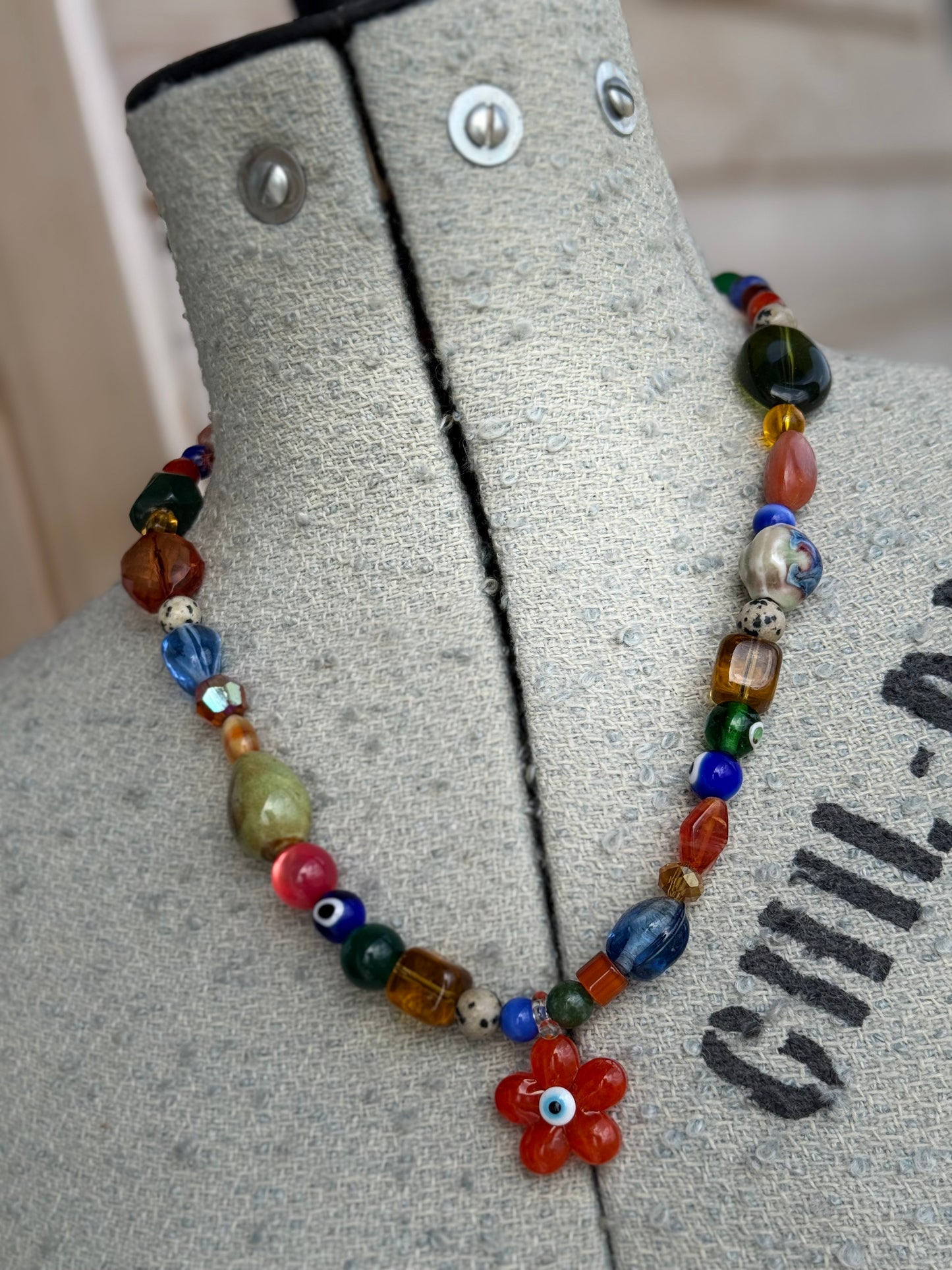 🧿 The Earthy Mama - Evil Eye Flower Necklace