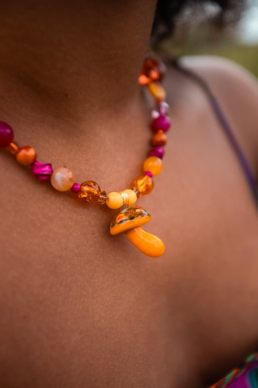 Mother Mushroom Necklace in Tequila Sunrise