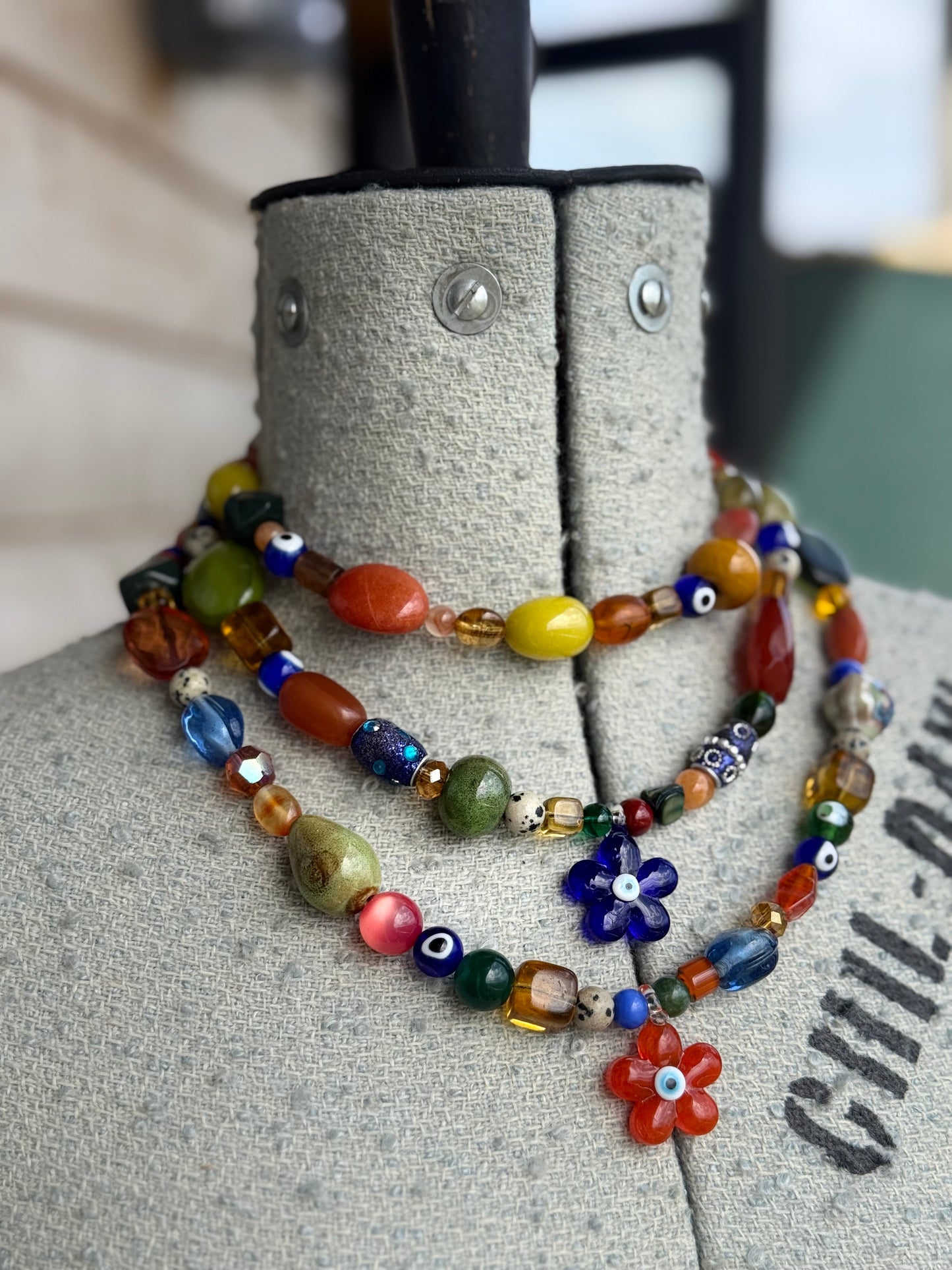 🧿 The Earthy Mama - Evil Eye Flower Necklace