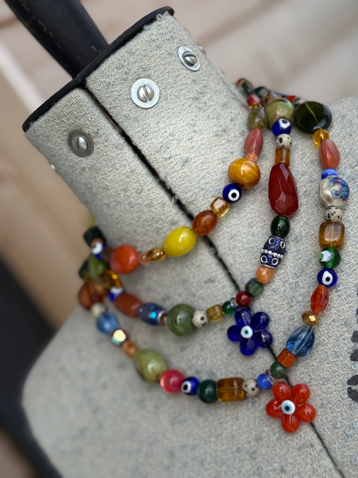 🧿 The Earthy Mama - Evil Eye Flower Necklace