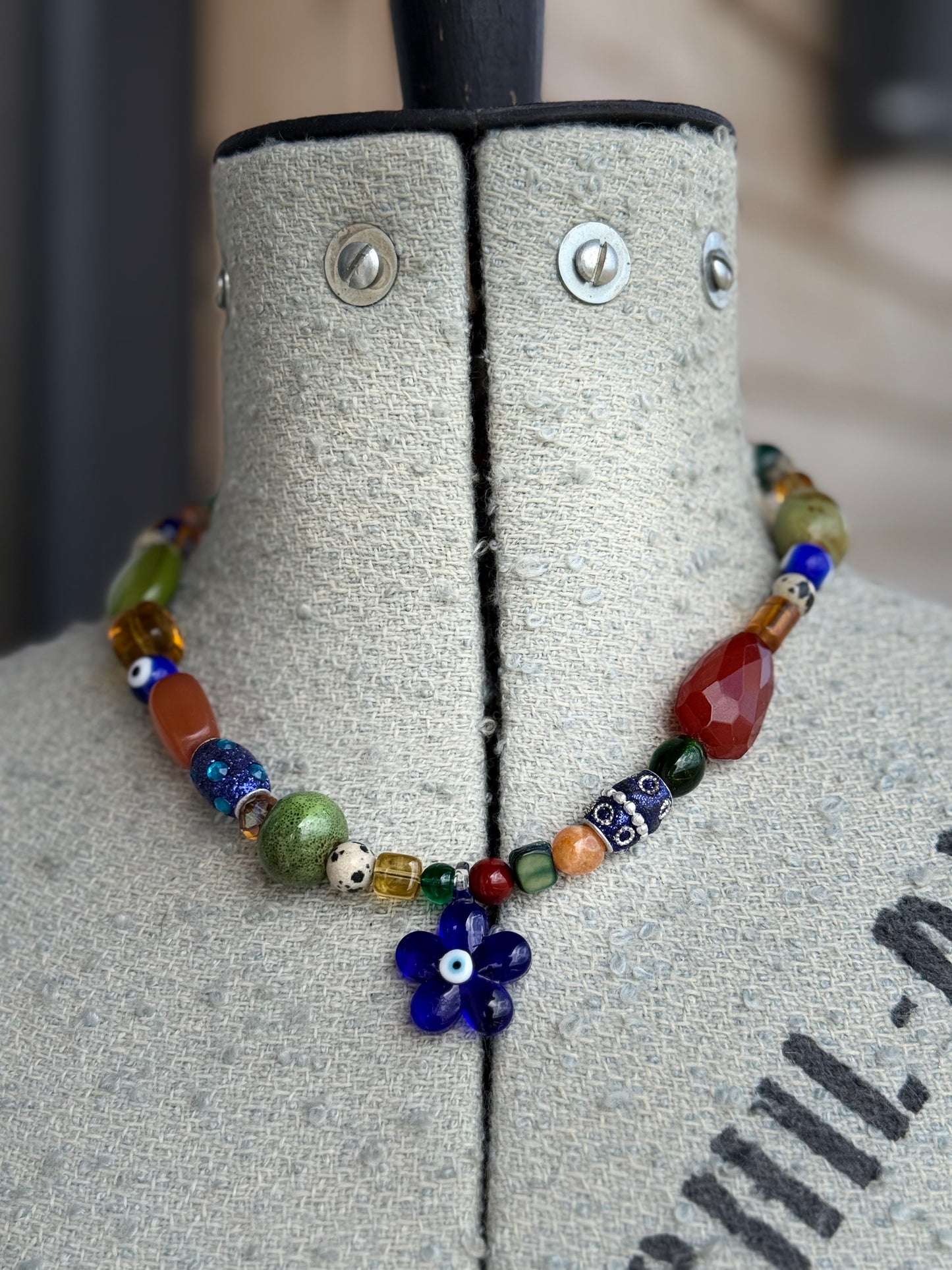 🧿 The Earthy Mama - Evil Eye Flower Necklace